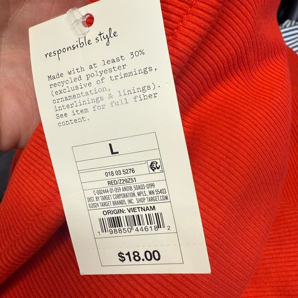 Red Ribbed Tube Dress - Picture 3 of 4